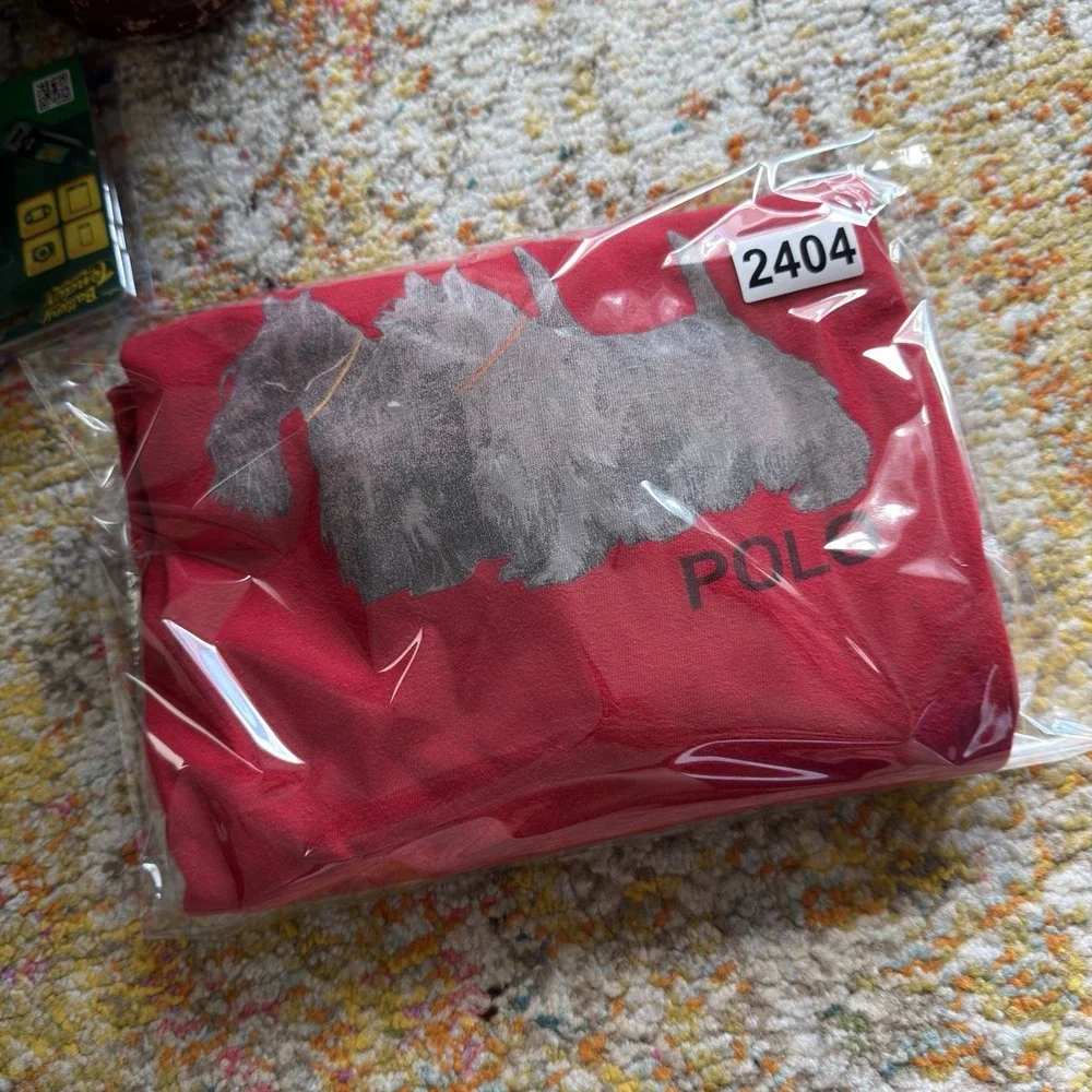Vintage 90s Polo Sport Ralph Lauren Scottish Terrier Dog Shirt Red Men's L